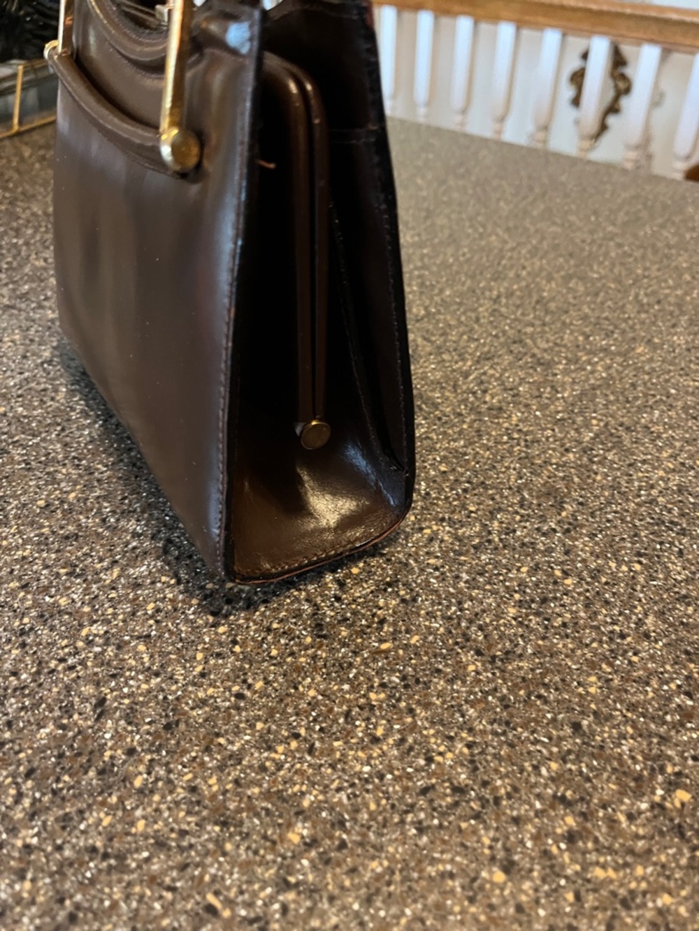 Vintage Lefcort Top-Handle Bag in Dark Brown with Gold Hardware - Picture 4 of 8